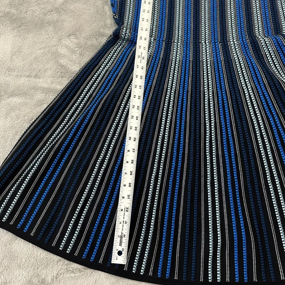 Kate Spade Sleeveless Textured Sweater Dress Fit and Flare LARGE Blue Stripe